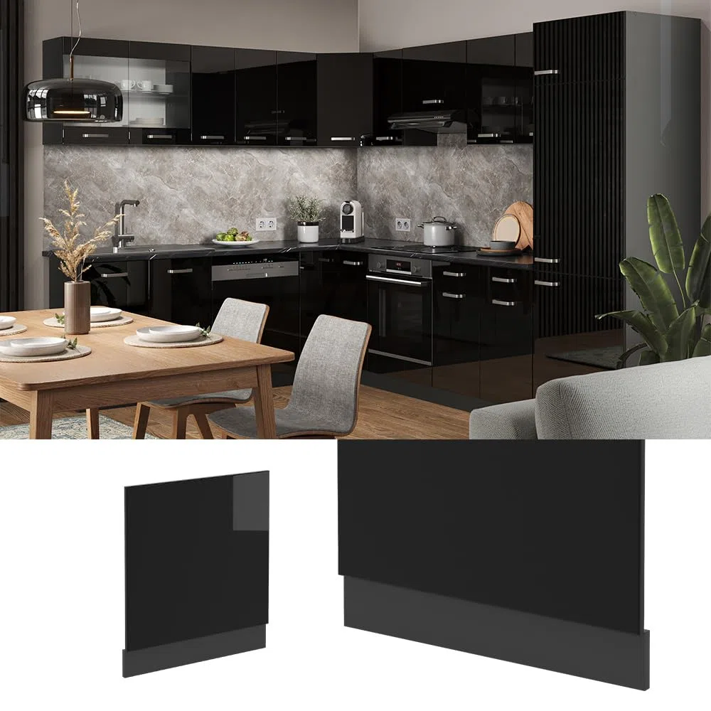 Vicco Pannello frontale R-Line, Nero lucido, 60 cm senza piano di lavoro, per la libera combinazione all'interno di sistemi cucina modulari