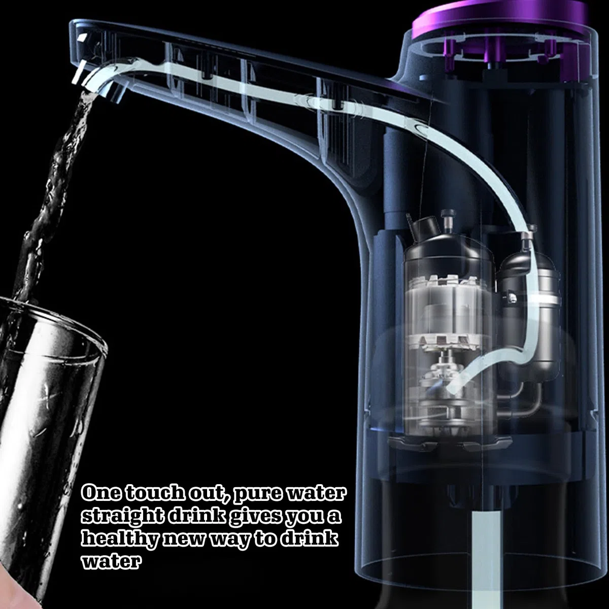 Distributore automatico di acqua, pompa per bottiglie d'acqua, pompa per acqua potabile, distributore di acqua, erogatore di acqua elettrico per campeggio, casa, ufficio, ricaricabile (nero)
