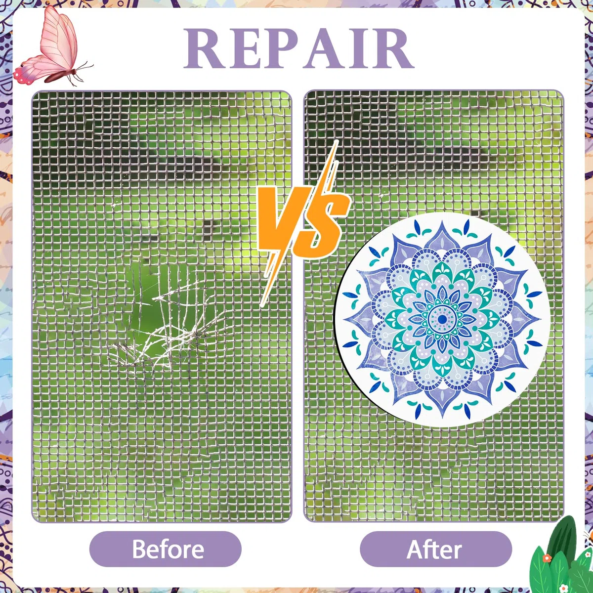 JSRQT Magneti Flessibili Decorativi Mandala Screen Door Decals Magneti per Finestre Doppia Faccia Magneti Porte a Schermo Magneti per Zanzariera Schermo Protezione Magnetica Calamita Zanzariera