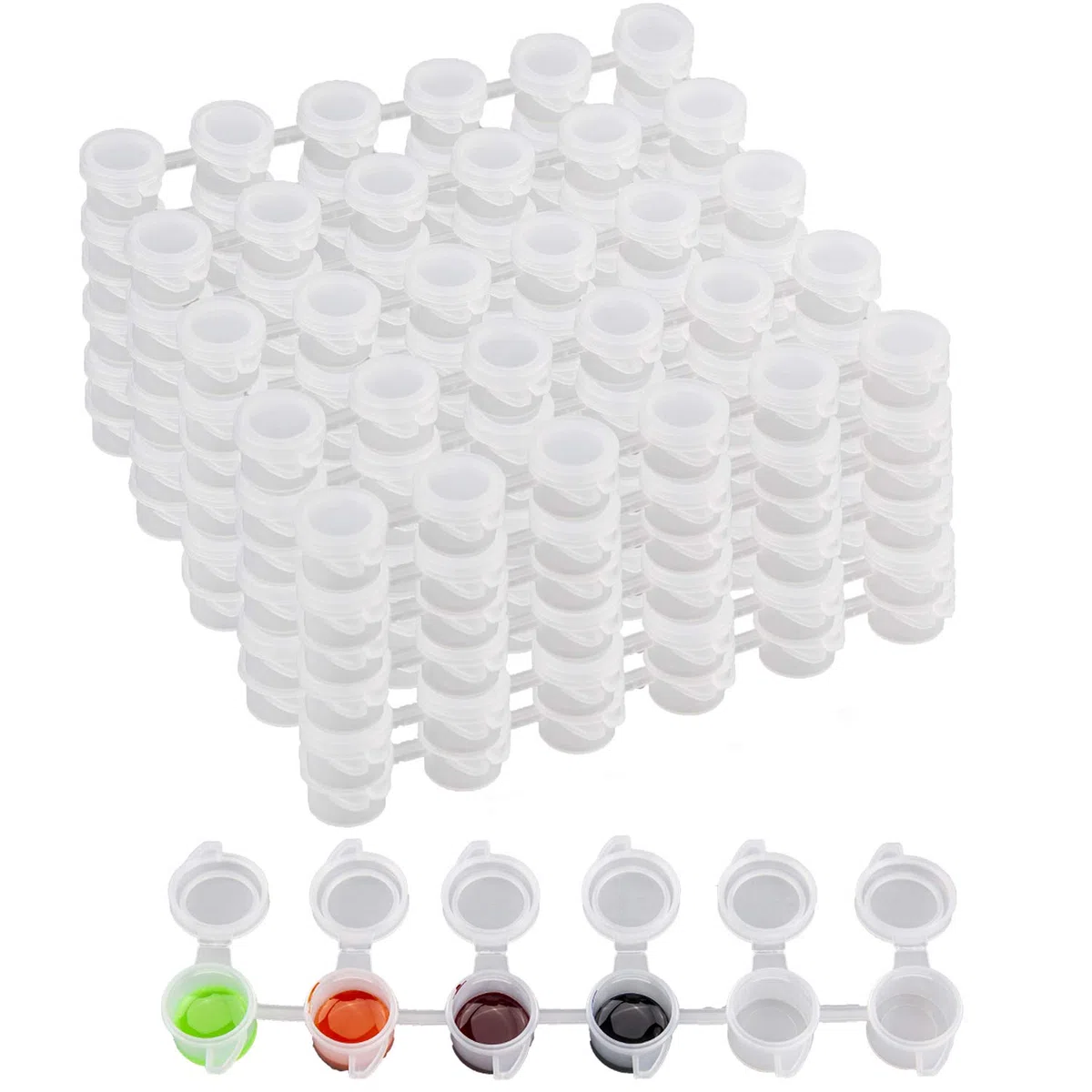 AIEX 120 Strisce Vuote per Vasi di Vernice, Mini Vasi per Pittura con Coperchi, Contenitori per la Conservazione per Scuole, Campi Estivi, Festival d'arte di Pittura (20 Strisce, 5 ml / 0,17 once)