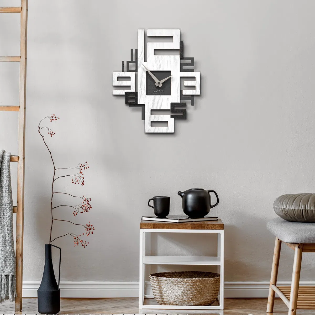 Giallobus - Orologio Bilay - Axia - Legno Mdf - Premium 38x45 - - 15 - Shade - Artigianale Made in Italy - Silenzioso - Idea regalo - Moderni doppio livello