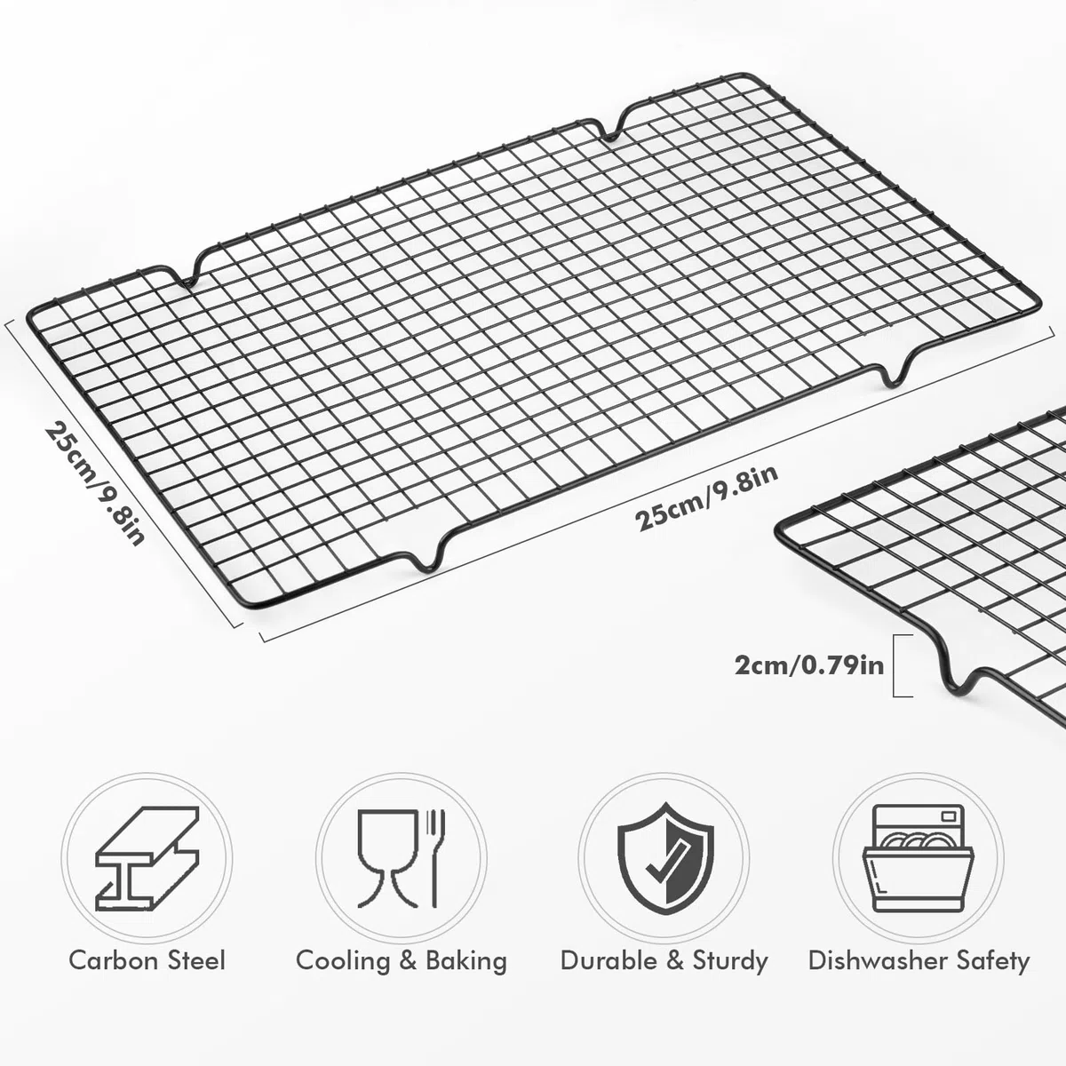 3PCS Griglia di Raffreddamento per Torte 40x25 cm per Cottura al Forno, Set di Griglie Antiaderenti per Biscotti, Frollini, Arrosti e Compatibile con Teglie da Forno