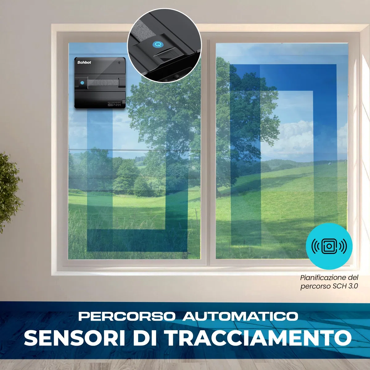 Wind X3 robot lavavetri finestre con Spray Automatico - lava vetri finestre elettrico Anticaduta per Specchi e Superfici Lisce, lavavetri elettrico Efficace Senza Lasciare Tracce