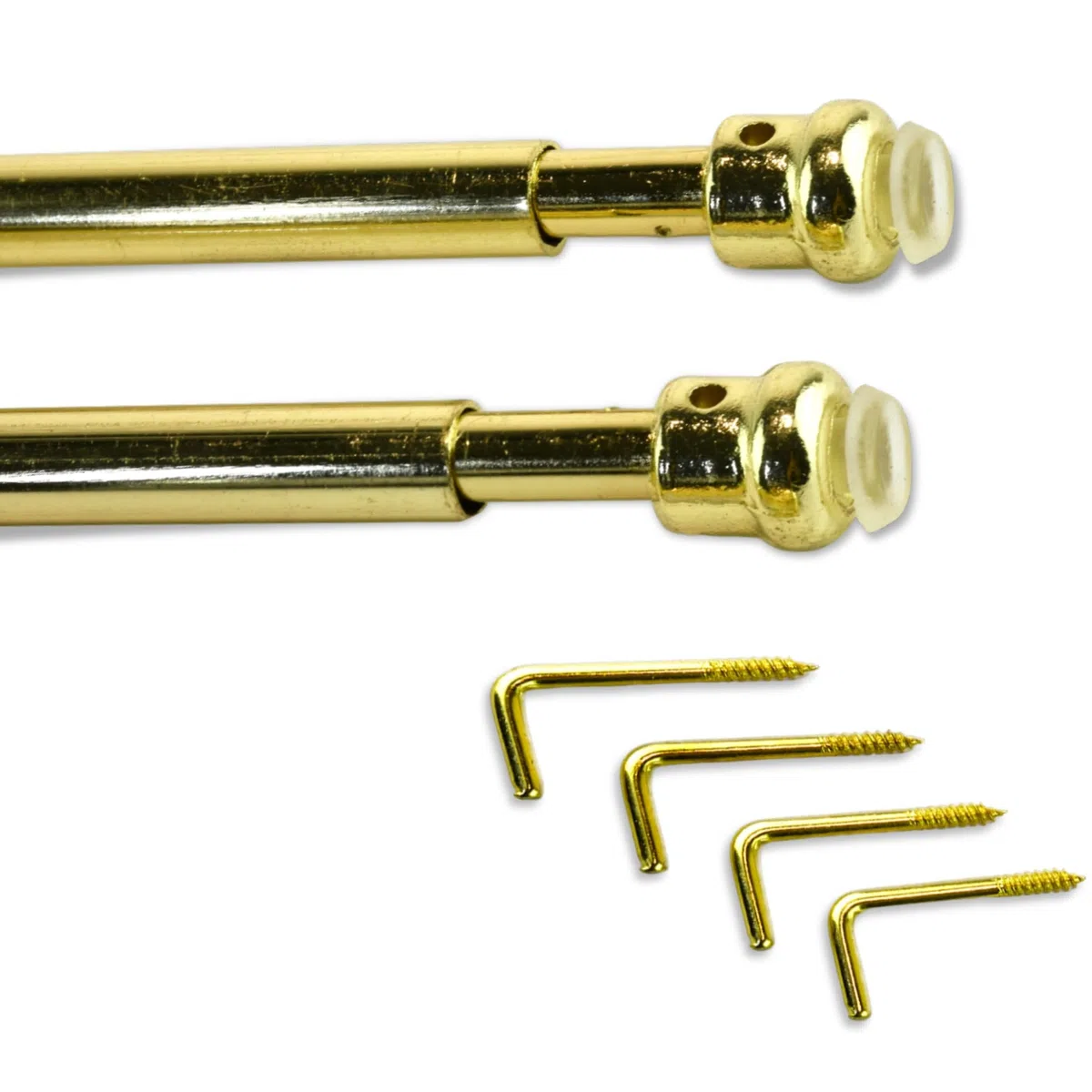 SONIT – Set 2 Bacchette per Tende Senza Forare da 40 a 60 cm, Bastoni Tenda a Vetro Estensibili con Ventose e Ganci, Fissaggio Senza Trapano, Aste Regolabili in Alluminio Finitura Oro
