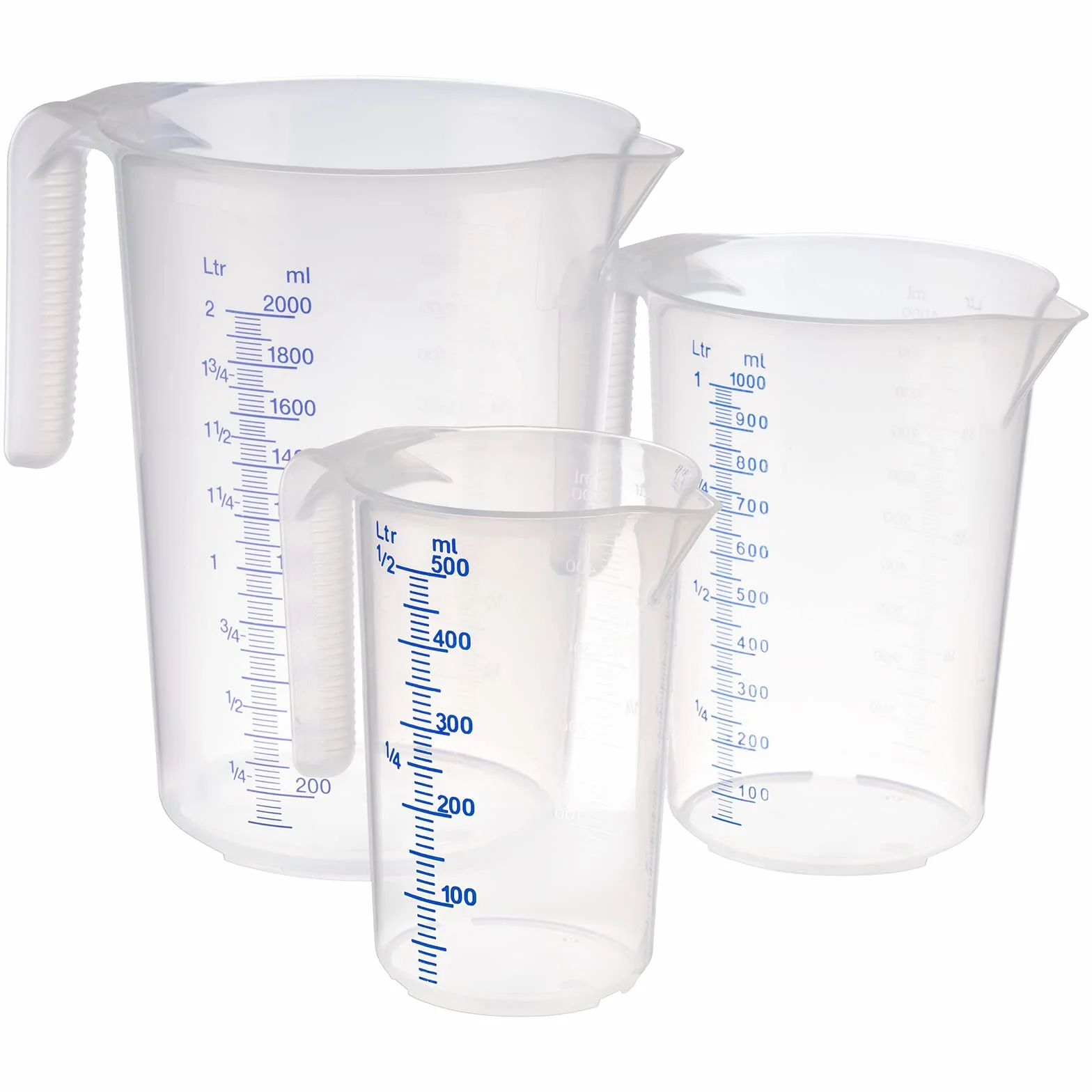 APS Misurino da 1 litro, diametro 12 x altezza 16,5 cm, bicchiere in plastica con scala esterna in rilievo, manico aperto, graduazione L/ml, lavabile in lavastoviglie
