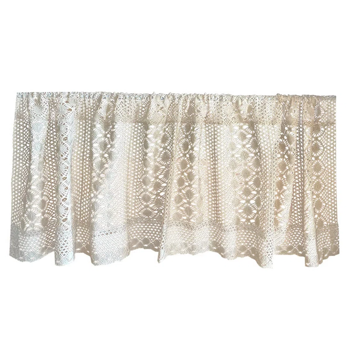A.Monamour Corta Per Finestra Piccola In Cotone Beige Pizzo Ricamato All'Uncinetto Trasparente Mantovana Geometrica Rustico Mezza Tenda Per Cucina Bistrot Porta Finestra A Vetro