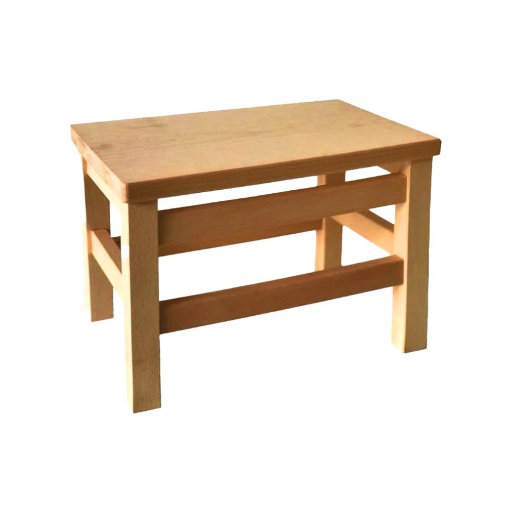 Sgabello in Legno Naturale 35x22xh25 cm -Seduta, Poggiapiedi, Massiccio, Sedia, Panca- Multifunzione Per Bambini, Campeggio, Giardino e Soggiorno