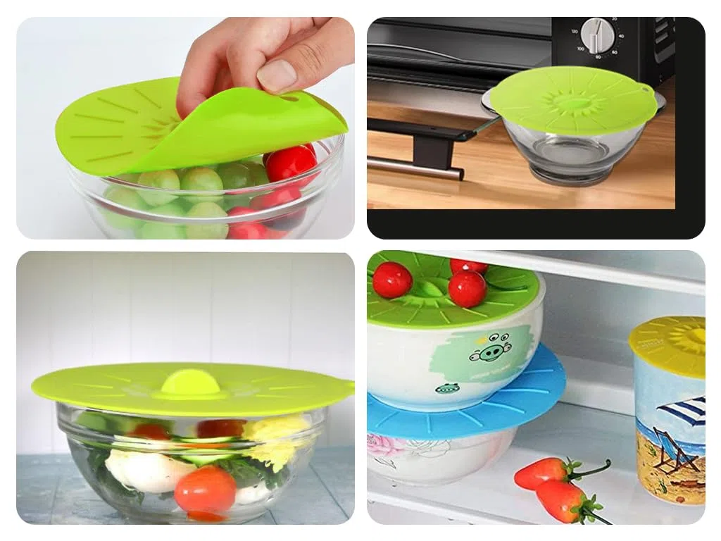 5Pcs Coperchio in Silicone Riutilizzabile - Ventosa Della Ciotola per Lattine, Padelle (5 Colori)