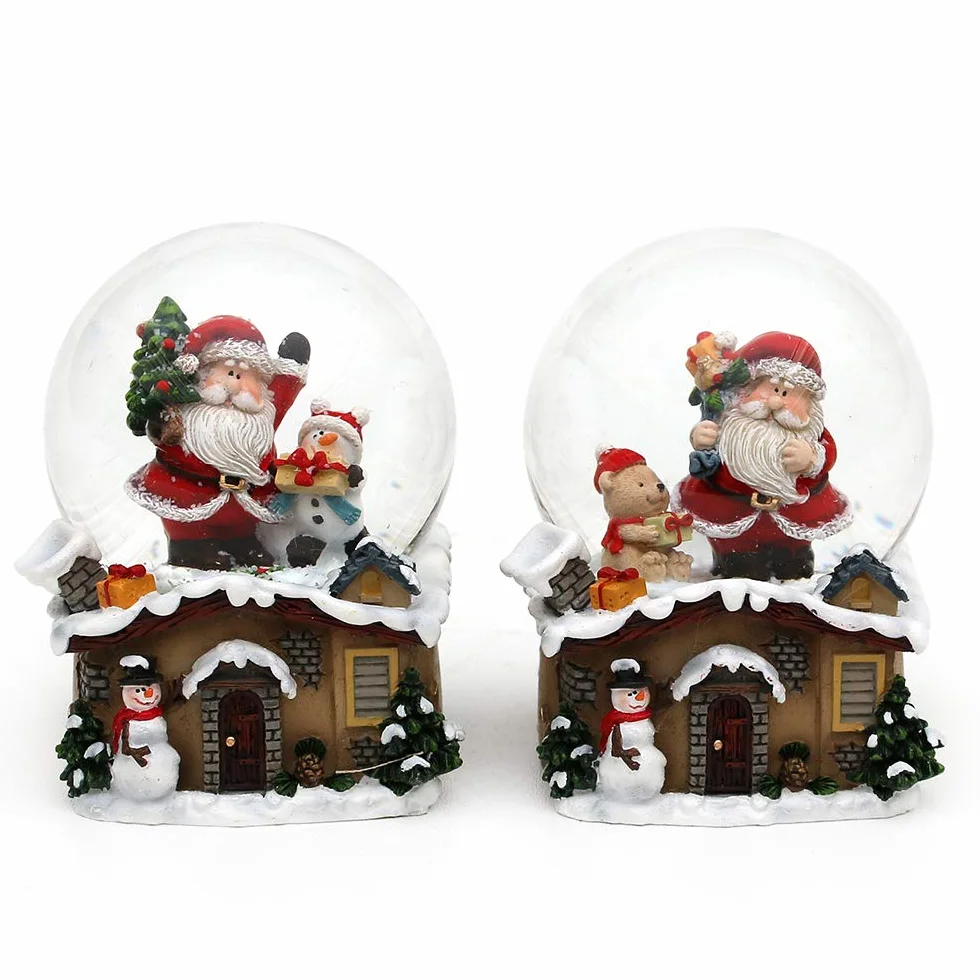 Dekohelden24 Sfera di neve con Babbo Natale, dimensioni: 7 x 7 x 9 cm, palla da 6,5 cm, orsacchiotto 501473