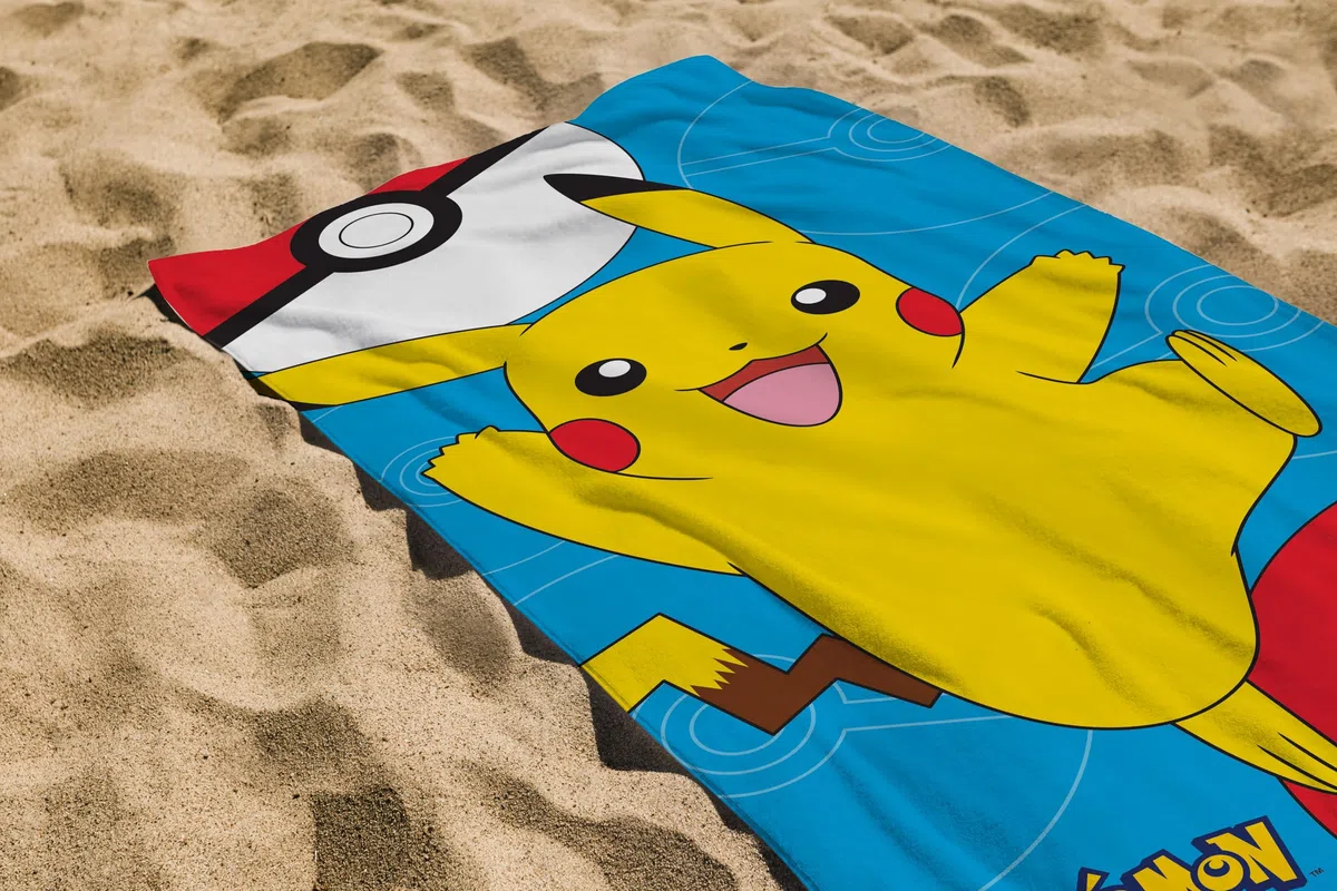 hermet Pokemon, Telo Mare Bambino, 70x140 cm, Asciugamano da Spiaggia o Piscina, Pokemon, 100% Morbido Cotone, Leggero e Pratico