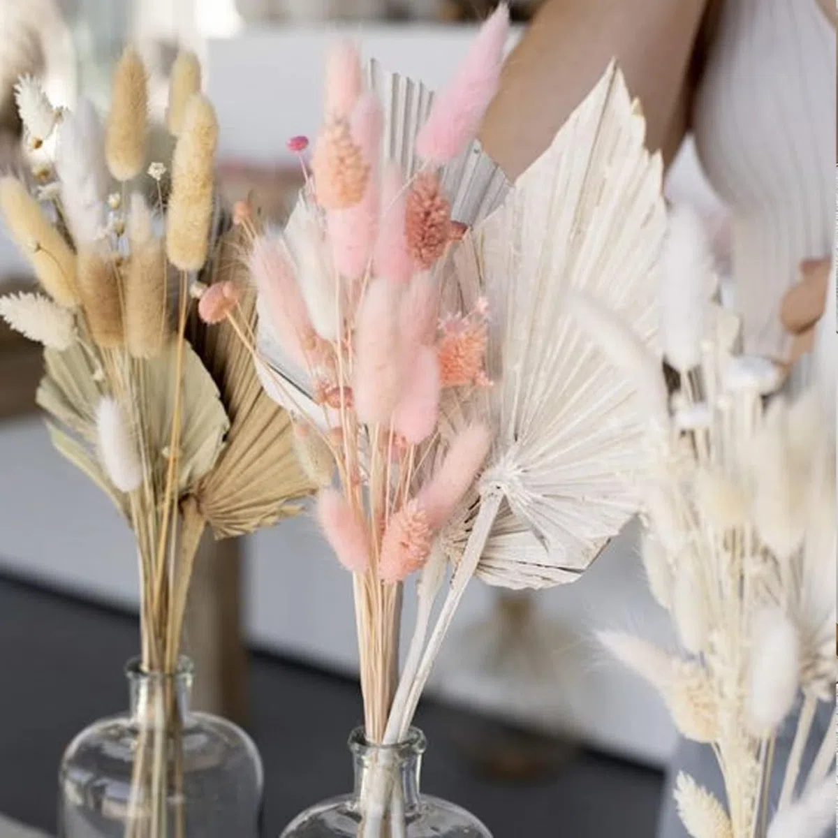 120pcs Fiori Secchi Decorativi Rosa Pampas Fiori Secchi Naturali Erba della Pampas Coda di Coniglio Fiori Secchi Pampas Decorative Fiori di Pampas per Casa Vaso Tavolo Festa