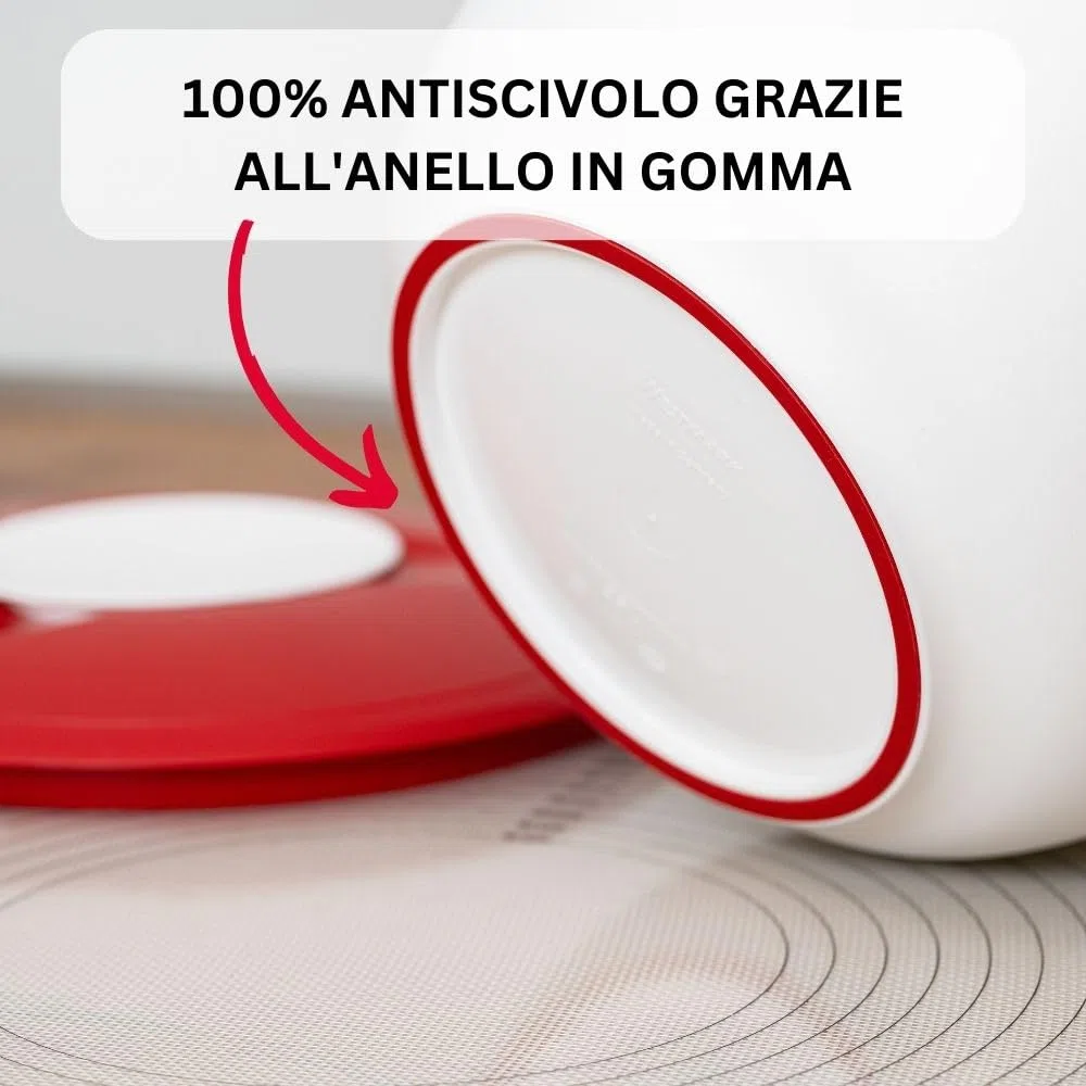 Westmark Ciotola da cucina con coperchio in due parti, 2,5 l, Con beccuccio, Plastica, Bianco/Rosso, 3153227R