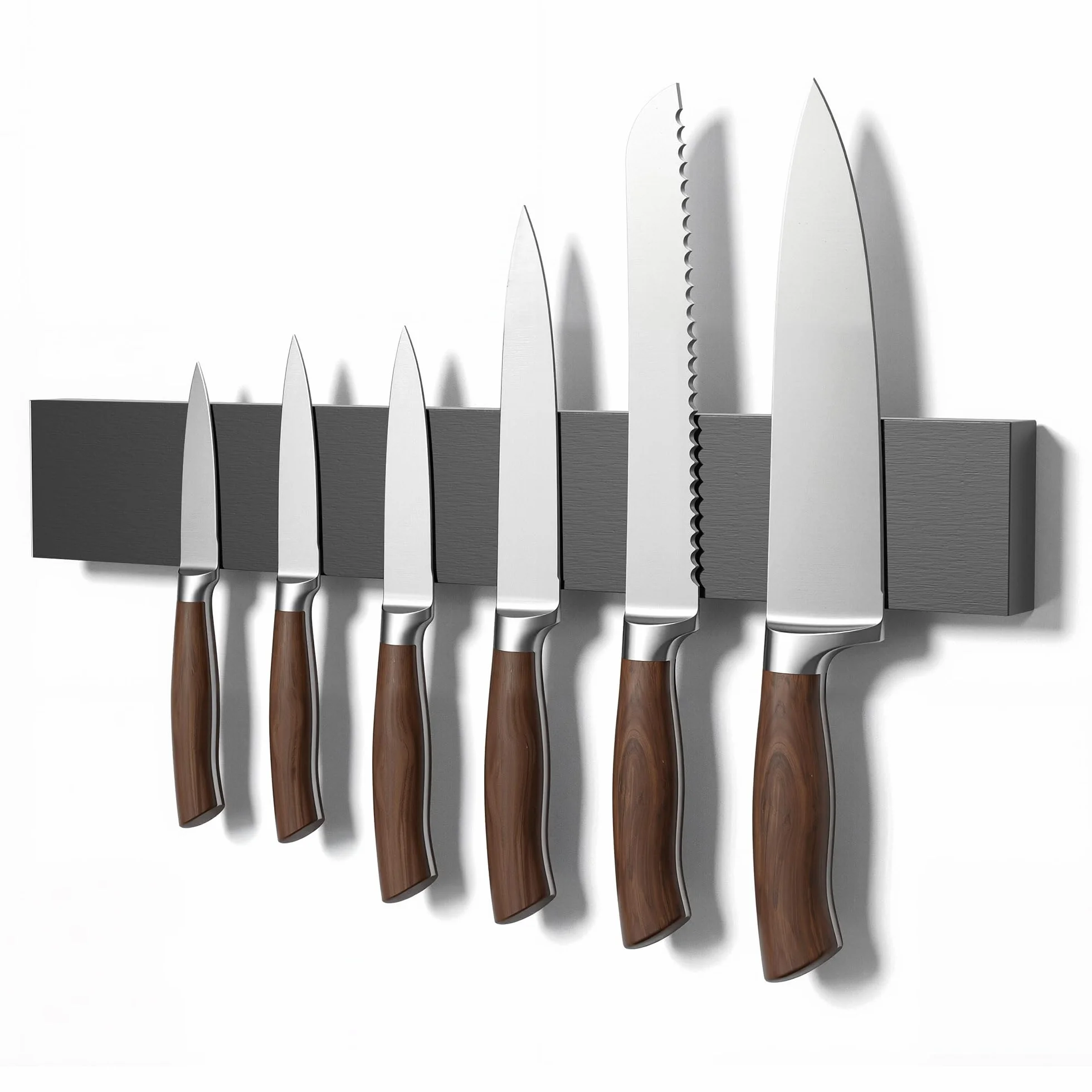 Portacoltelli Magnetico da Parete 40cm con 2 Ganci Adesivi, Ceppo per Coltelli in Legno con Magneti N40, Ceppo Coltelli da Cucina Vuoto, Barra Magnetica per Cucina, Utensili e Attrezzi (Nero)