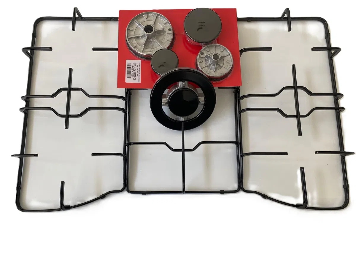 COMPATIBILI CON FRANKE TREND 8010000287983 SET completo 3 griglie smaltate nere 5 bruciatori in alluminio e piattelli in ghisa neri lucidi KIT P1560 /C