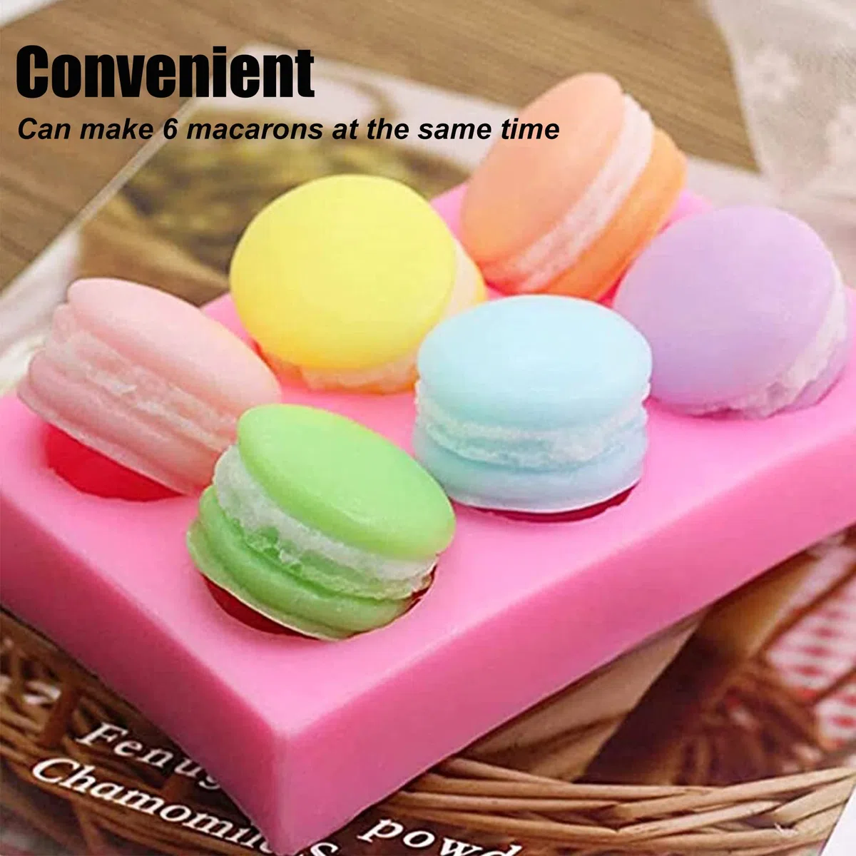 UYST Stampo in silicone Macarons 6 Fori Macaron Stampo Macaron Stampo in Silicone fai da te 12.5 x 8.5 x 2.2 cm per fai da te torte sapone lozione bomba da bagno candele cioccolato argilla polimerica