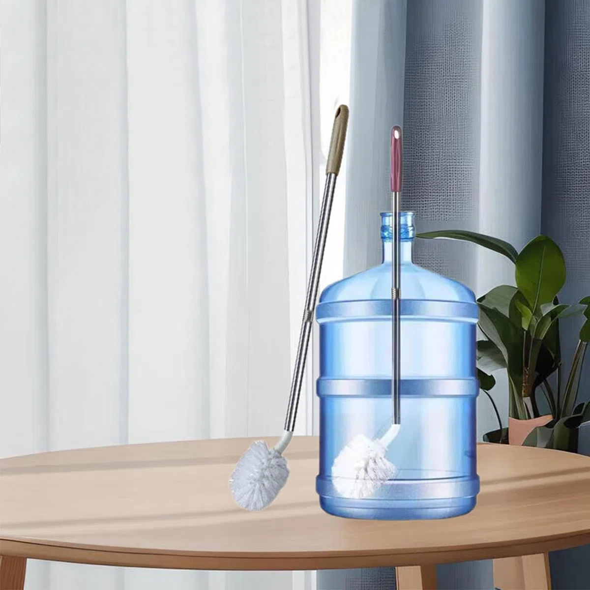 Set di 4 spazzole per bottiglie d'acqua da galloni con setole rigide in nylon e manico in acciaio inox per pulire secchi da 1 a 5 galloni
