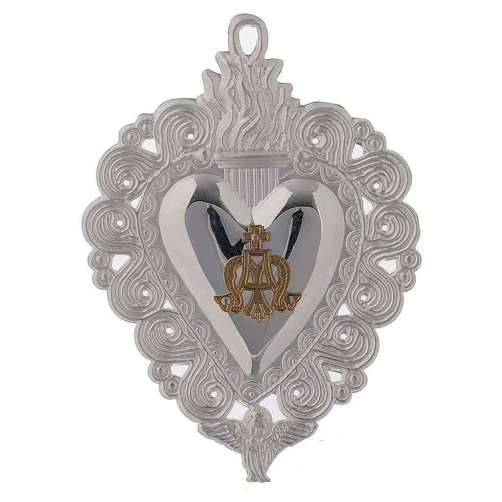 Holyart Cuore votivo Ave Maria 9.5x7.5 cm, Argento