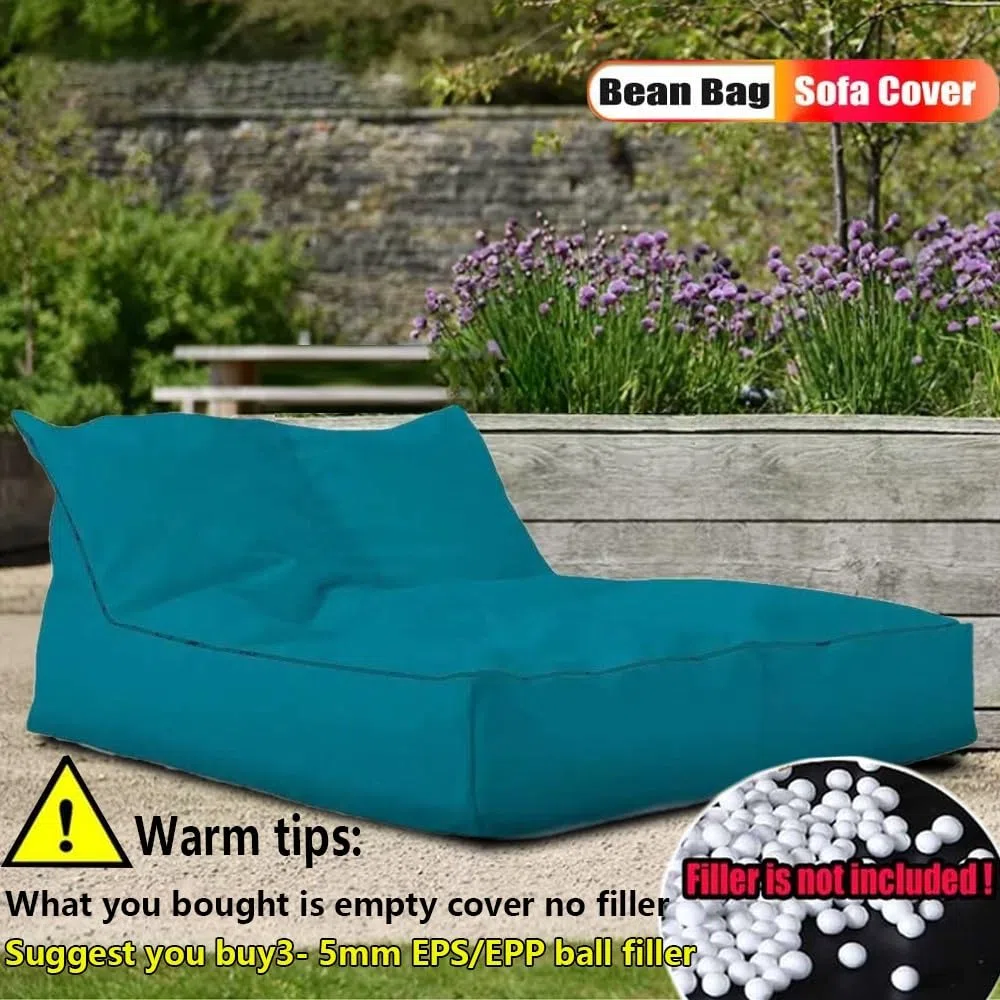 SXBCyan Fodera Poltrona a Sacco (Senza Imbottitura) Pouf da Esterno Giardino Impermeabile, in Oxford, Giardino, Spiaggia, Piscina, Galleggiante, Adulti(2 Seat-Black)