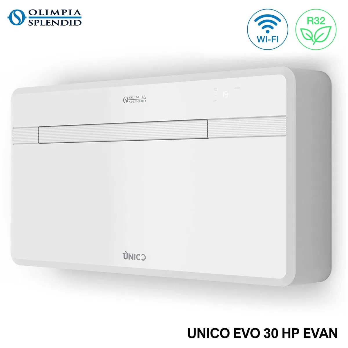 Olimpia Splendid Climatizzatore Inverter Monoblocco Unico Evo 30 HP Evan senza Unità Esterna, Versione con Pompa di Calore, Funzione Caldo/Freddo, Telecomando e WiFi - 02525