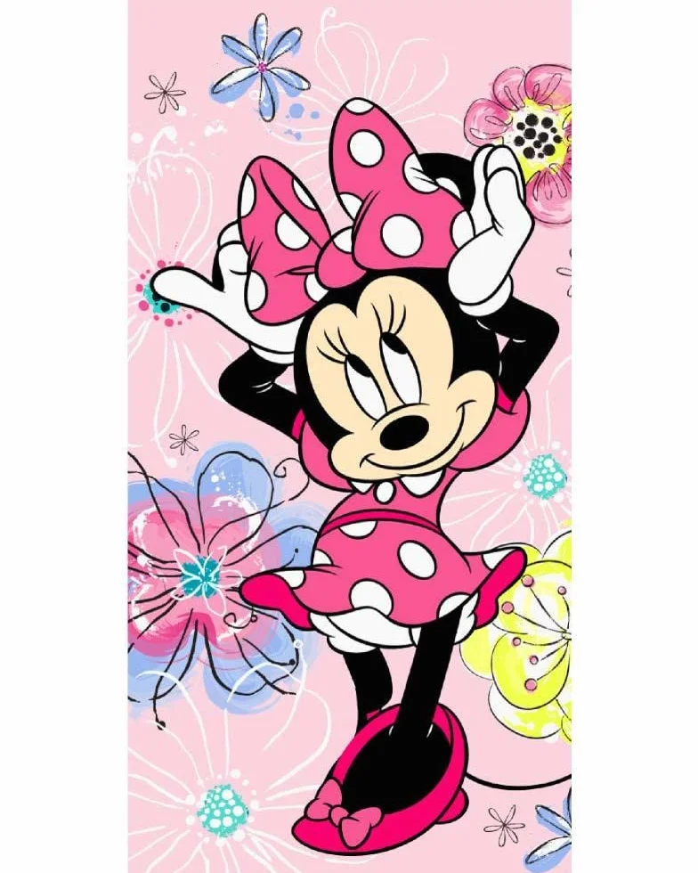 Jerry Fabrics Disney Minnie Mouse - Asciugamano per la doccia, telo da spiaggia, telo da bagno, 70 x 140 cm, multicolore