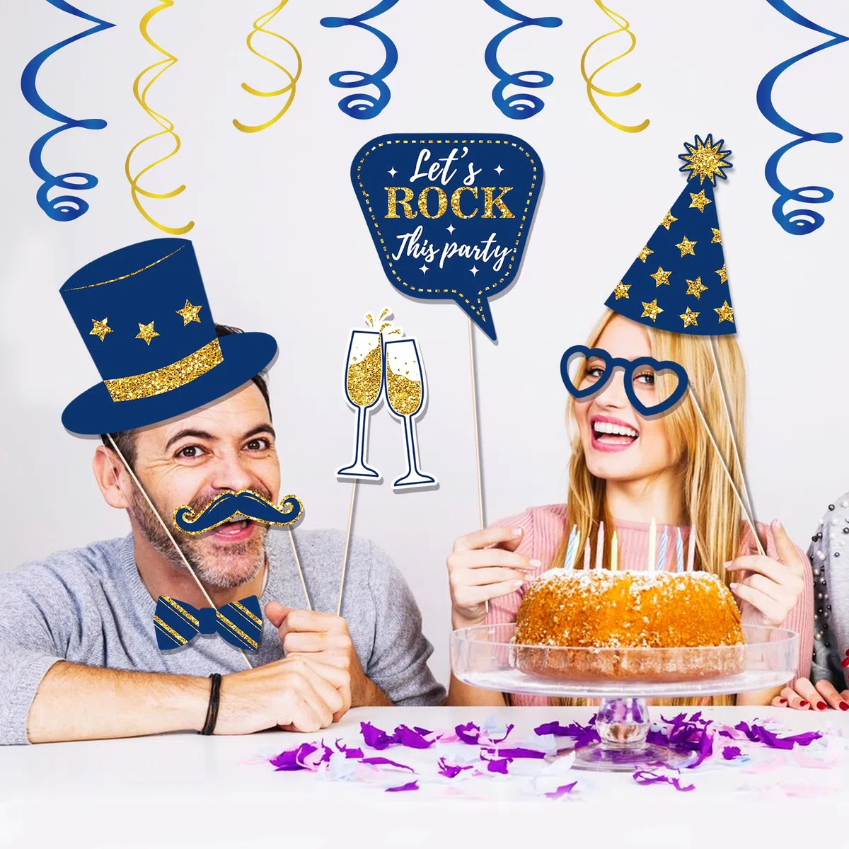 36 blu compleanno Photo Booth, Decorazioni Compleanno, Accessori Fotografici per Feste, Accessori Fotografici con Cappello, Corone per Compleanno, Matrimonio, Laurea, Natale, Capodanno