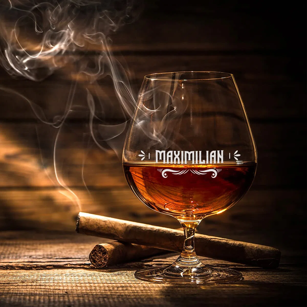 polar-effekt Bicchiere da cognac girevole con motivo a scelta personalizzato – Incisione – cristallo – compleanno e Natale – Whisky, Bourbon, Brandy, Scotch – Motivo Classic Ornamento