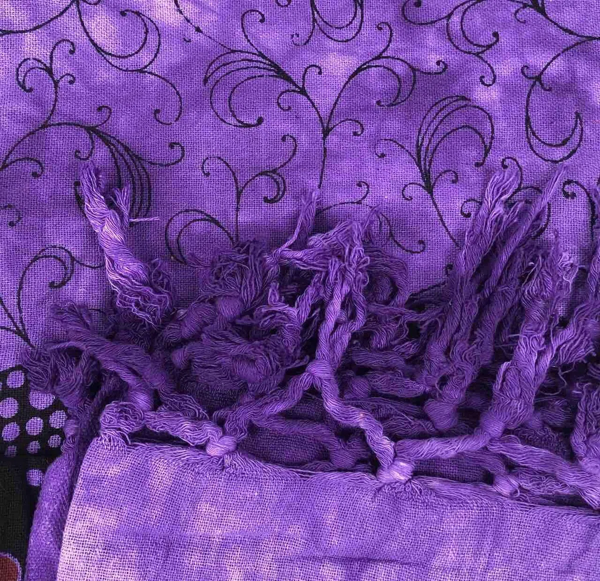 Telo Arredo Copritutto Grande Geko 210x230 cm 80% Cotone 20% Poliestere Copri divano Gran foulard con Frange Batik (Viola)