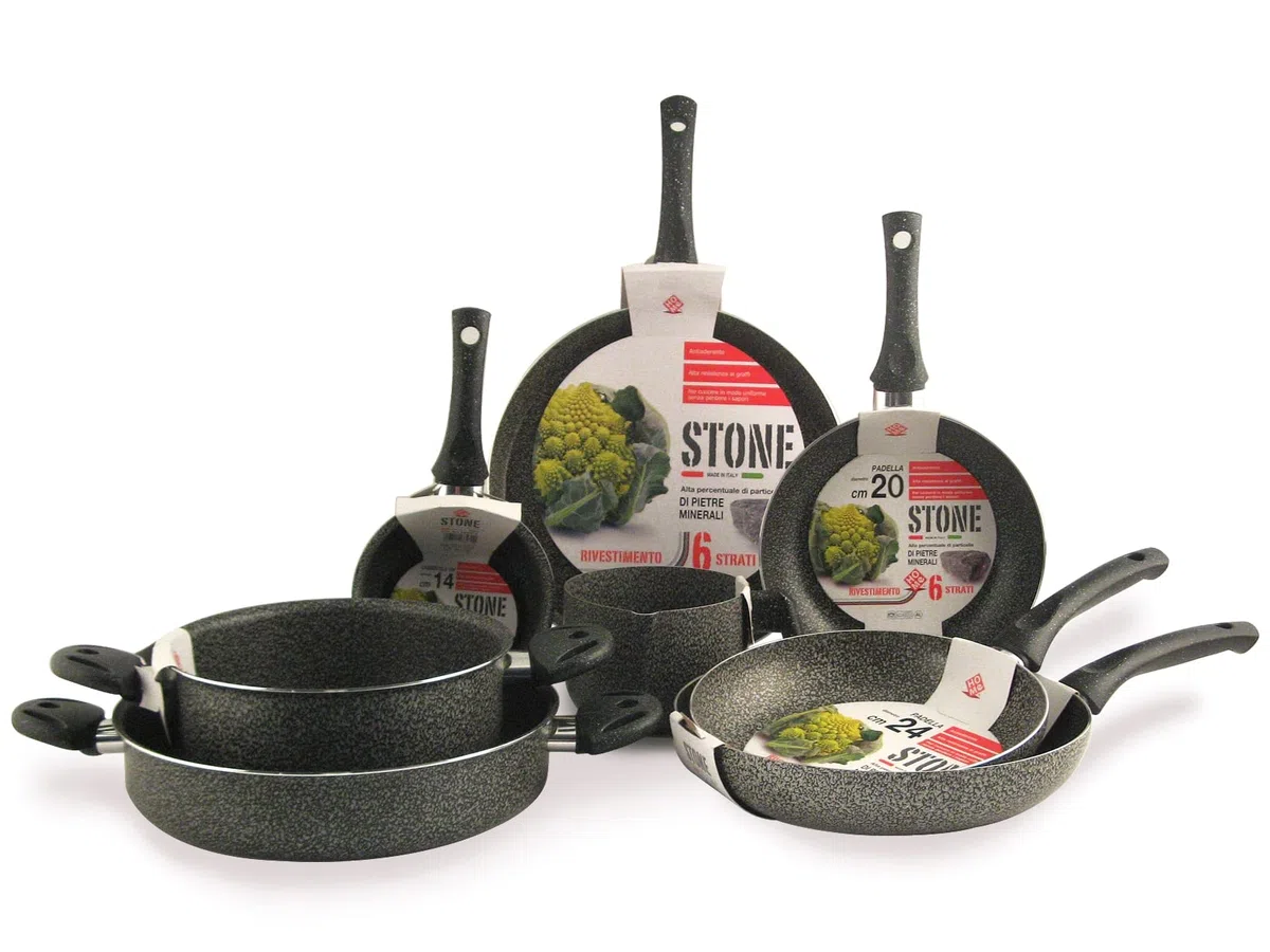 Home Stone Tegame Antiaderente con 2 Manici, Pietra, Antracite, 24 cm