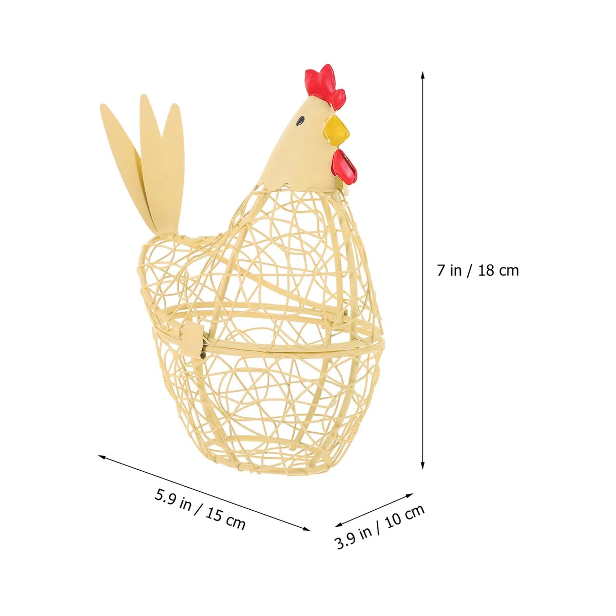 Cesto Design Decorativo Porta Uova in Ferro Giallo a Forma di Gallina Multiuso per Conservazione Uova per Festa e Buffet