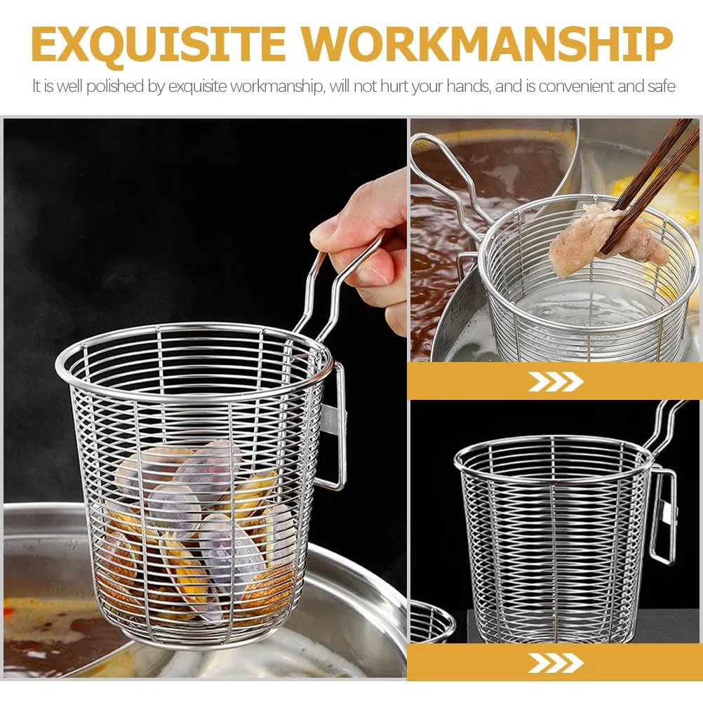 DOITOOL Colino Da Cucina in Acciaio Inox 304 Resistente Al Calore Cucchiaio Filtrante Per Pasta E Zuppe Scolapasta Per Pentola Con Gancio Utensile Per Cottura E Cottura Di Noodle 3.9X3.9X2.8 Pollici