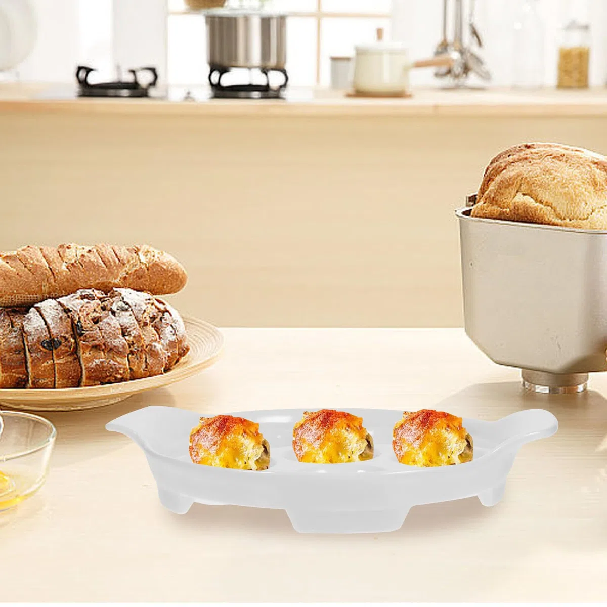 Homoyoyo 4 pezzi Piatti Ceramica per Lumache Teglia da Forno Multi-slot Resistente Alte Temperature per Escargot e Frutti di Mare per Famiglie e Ristoranti