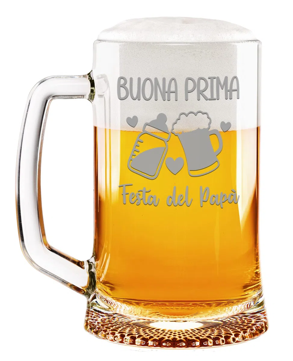 Colorfamily Boccale Birra Papà 50 cl Buona prima festa del papà cuori birra e biberon Idea regalo