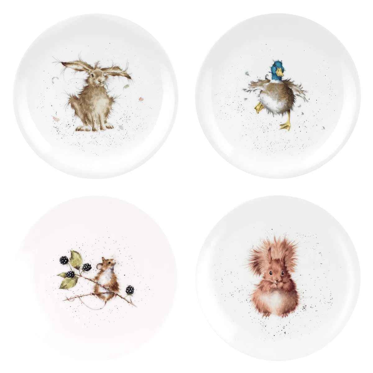 Wrendale Coupe Plate 20,3 cm - Set di 4 disegni assortiti