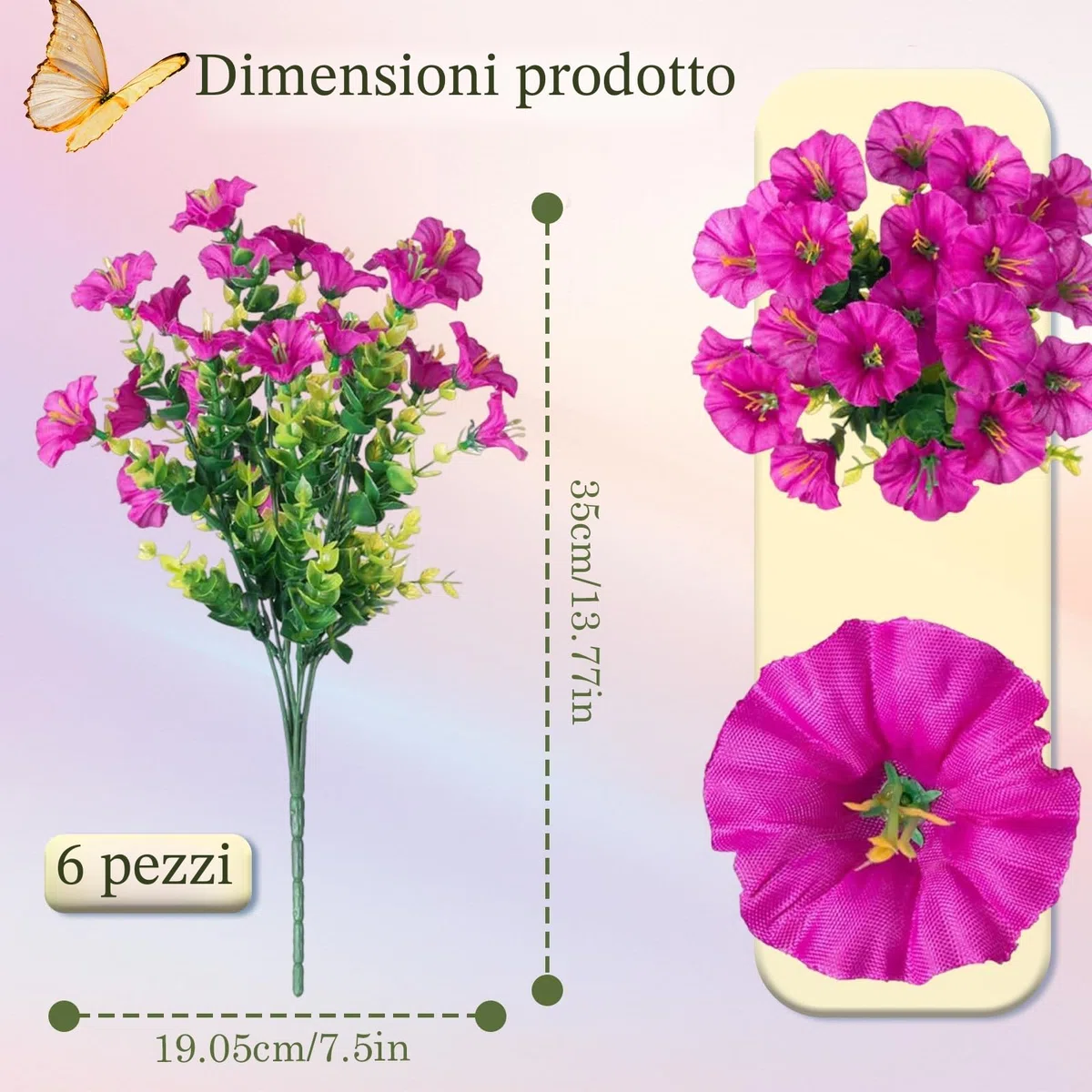 Fiori Finti Fiori Artificiali6 Fasci Di Fiori Artificiali Per Esterni, Piante da Balcone Artificiali, Resistenti Ai Raggi UV, Per Vasi da Balcone, Per Interni Ed Esterni