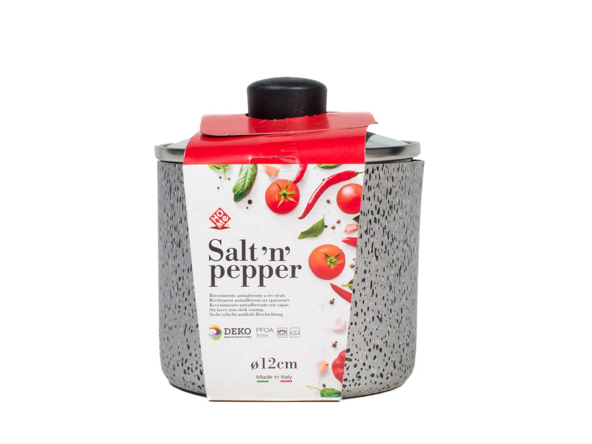 Home Salt Npepper Bollilatte in Alluminio con Rivestimento Antiaderente, Coperchio in Vetro, 12cm