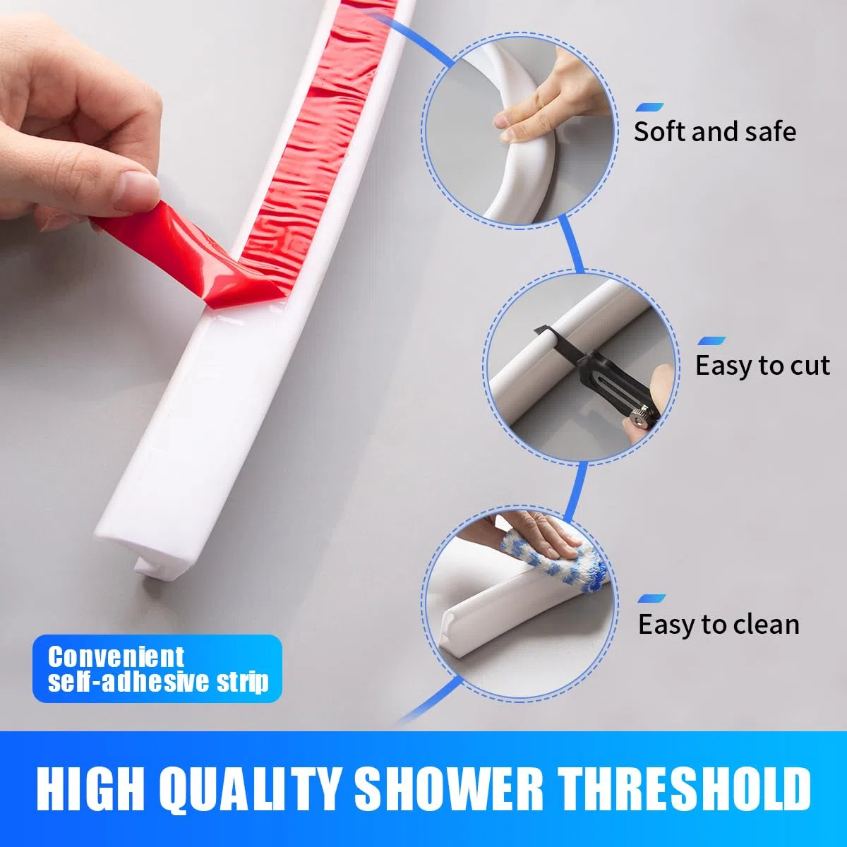 2M Soglia Doccia, Silicone Barriera Acqua Impermeabile Autoadesivo, Pieghevole Bordo Vasca da Bagno Pieghevole Barriera per Doccia, Cucina, Bagno (3 x 2 CM) (Bianco, 2M 2CM*3CM)