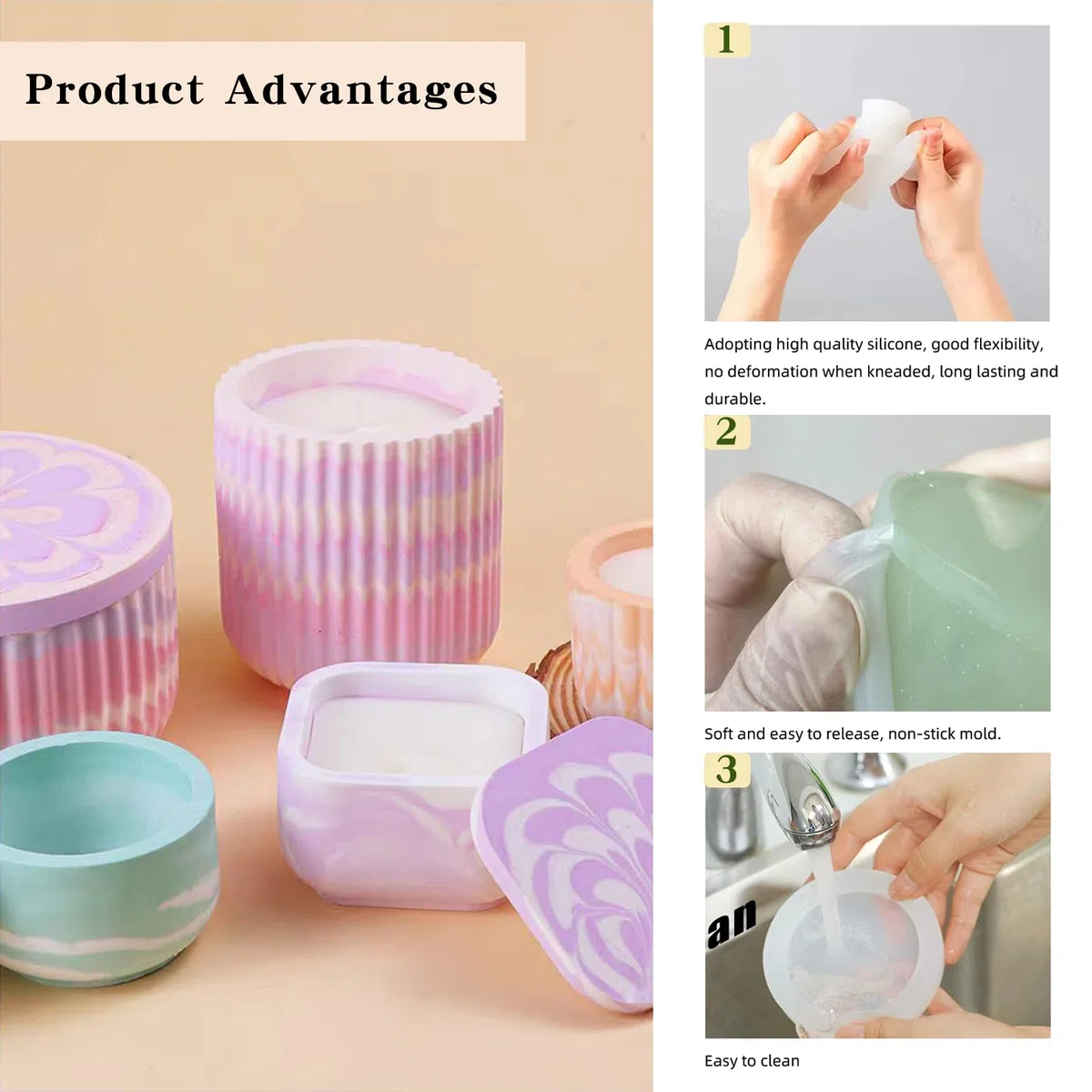 Stampi in Silicone per Resina,2 Pezzi Stampo in Silicone per Candele,Stampo in Resina da Colata DIY per i Lavori di Bricolage