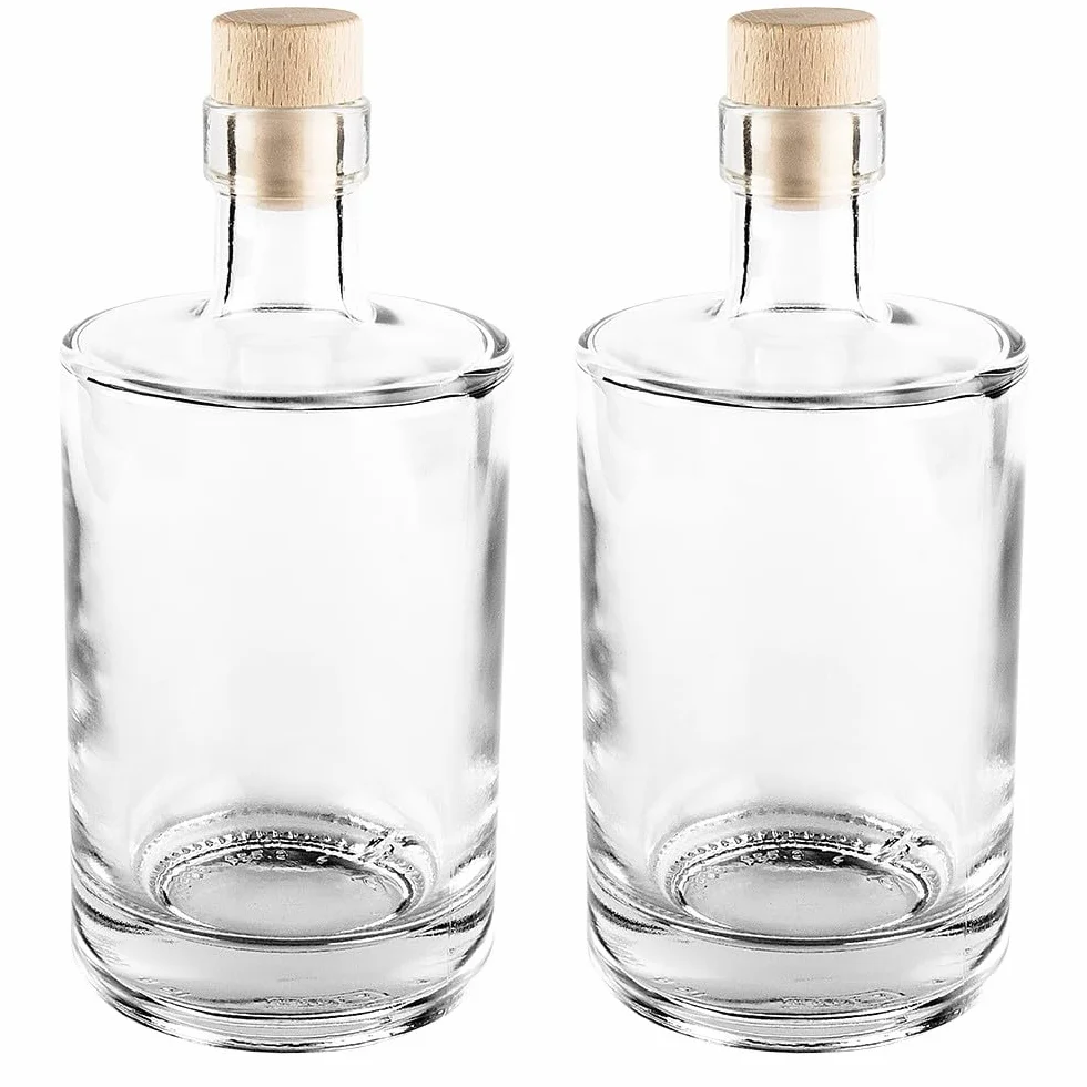 Ideen Mit Herz Bottiglie di Vetro Con Tappo di Sughero, Bottiglia Vuota Ideale da Riempire e Regalare, per Liquori, Olio, Aceto, Diametro 8,5 cm, Altezza 18 cm, 500 ml, 2 Pezzi