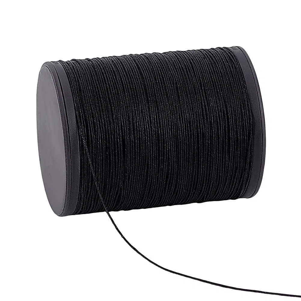 PH PandaHall 200m Corda in Filo di Lino Cordino Cerato in Lino Naturale, 0.45mm Nero Filo Cerato Macrame per Rilegatura di Libri Cuoio Cucito Artigianato Fai Da Te