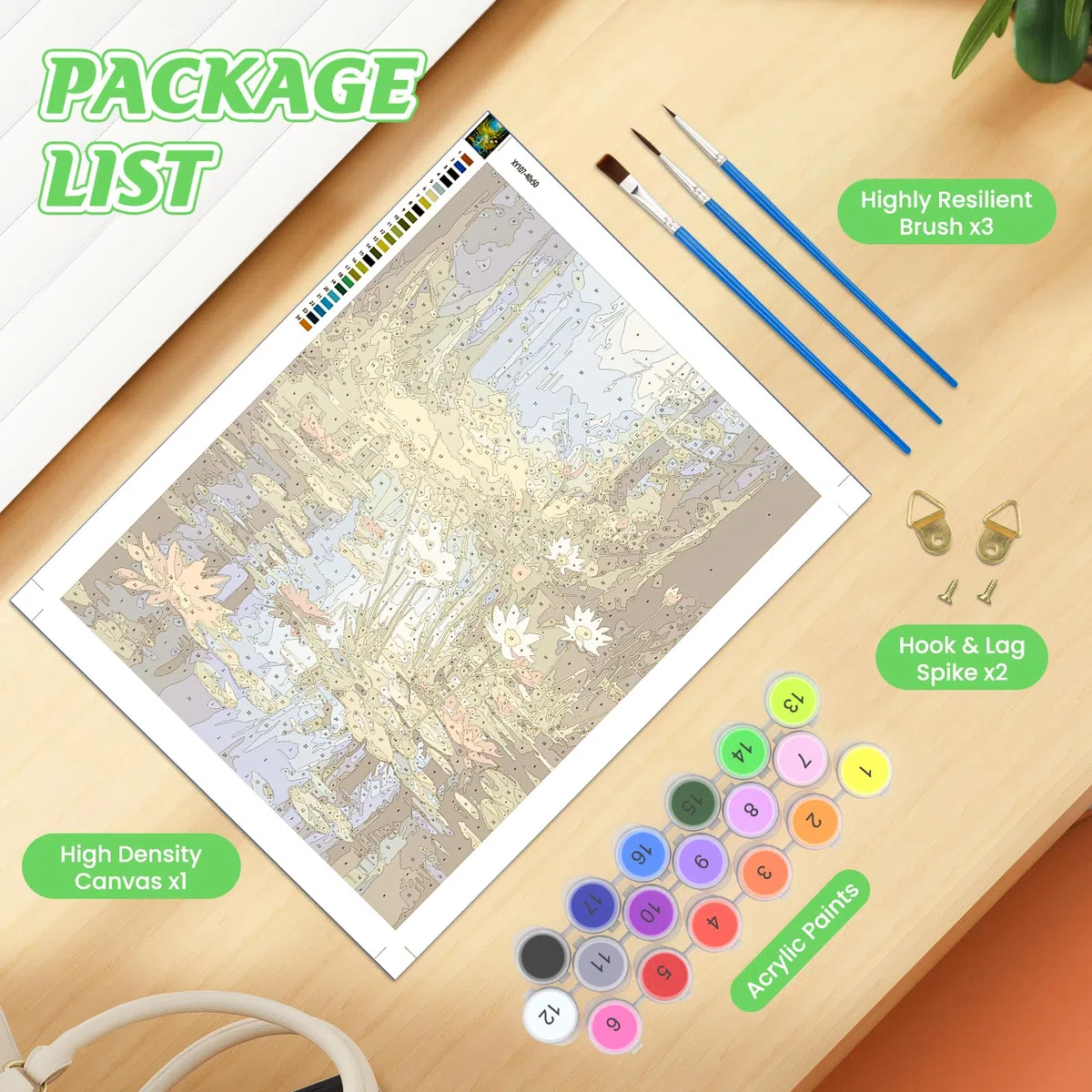 QENSPE Paesaggio Dipingere con i Numeri per Adulti, Kit di Pittura su Tela Fai da Te per Adulti, Kit di Dipingere con i Numeri con Pennelli Pigmento Acrilico Disegno Pittura 40x50 cm (Stagno Loto)