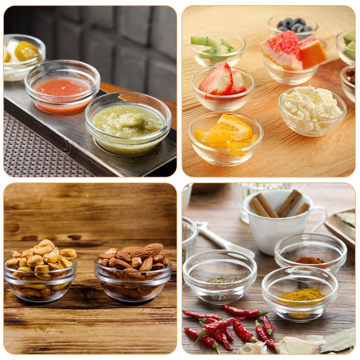 10 Pezzi Ciotole in Vetro, Ø 7,5 cm, Ciotole Vetro Piccole 75 ml, Ciotoline per Salse, Mini Ciotoline per Aperitivo, Coppette Macedonia Piccole, Mini Ciotola Cuisine