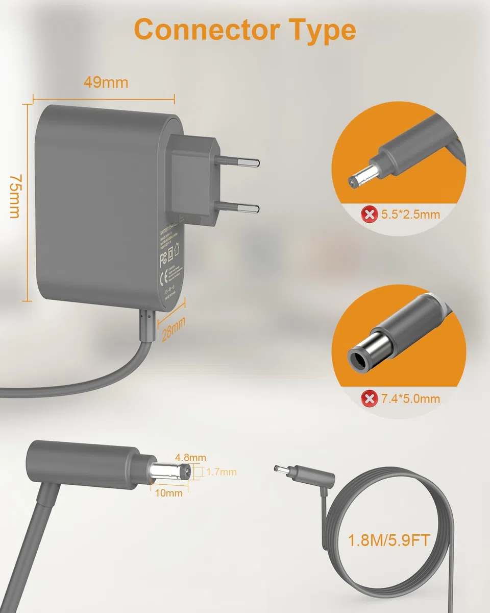 30.45V Caricatore Caricabatterie Compatibile con Dyson V10 V11 V12 V15 SV12 SV14 SV15 SV16 SV20 SV22 Cyclone Absolute Animal 217160-03 969350-03 Alimentatore Aspirapolvere Adattatore Charger