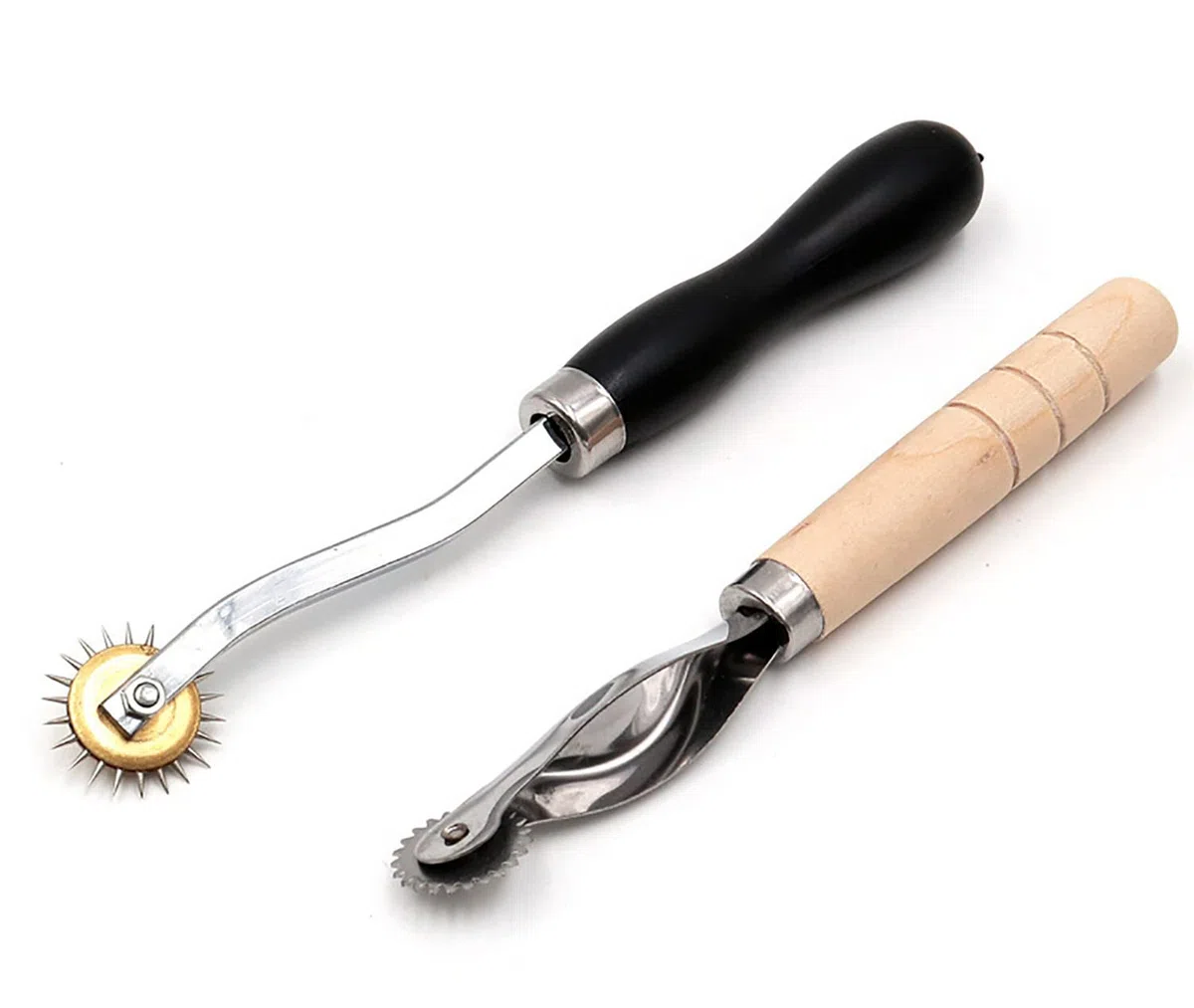 Ruote Cucire Strumenti Rotella per Sarti Tessuto Carta Cuoio con Dentini Ruota a Pressione Manico in Legno Manico Design Ergonomico 2 Pezzi