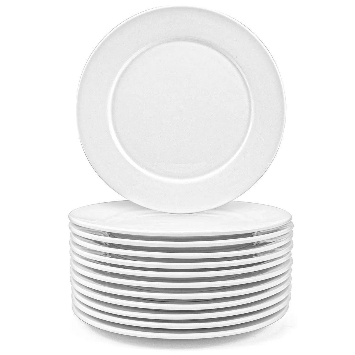Foraineam 12 pezzi 20,3 cm rotondi in porcellana piatti da insalata piatti da dessert set bianco stoviglie piatti da portata