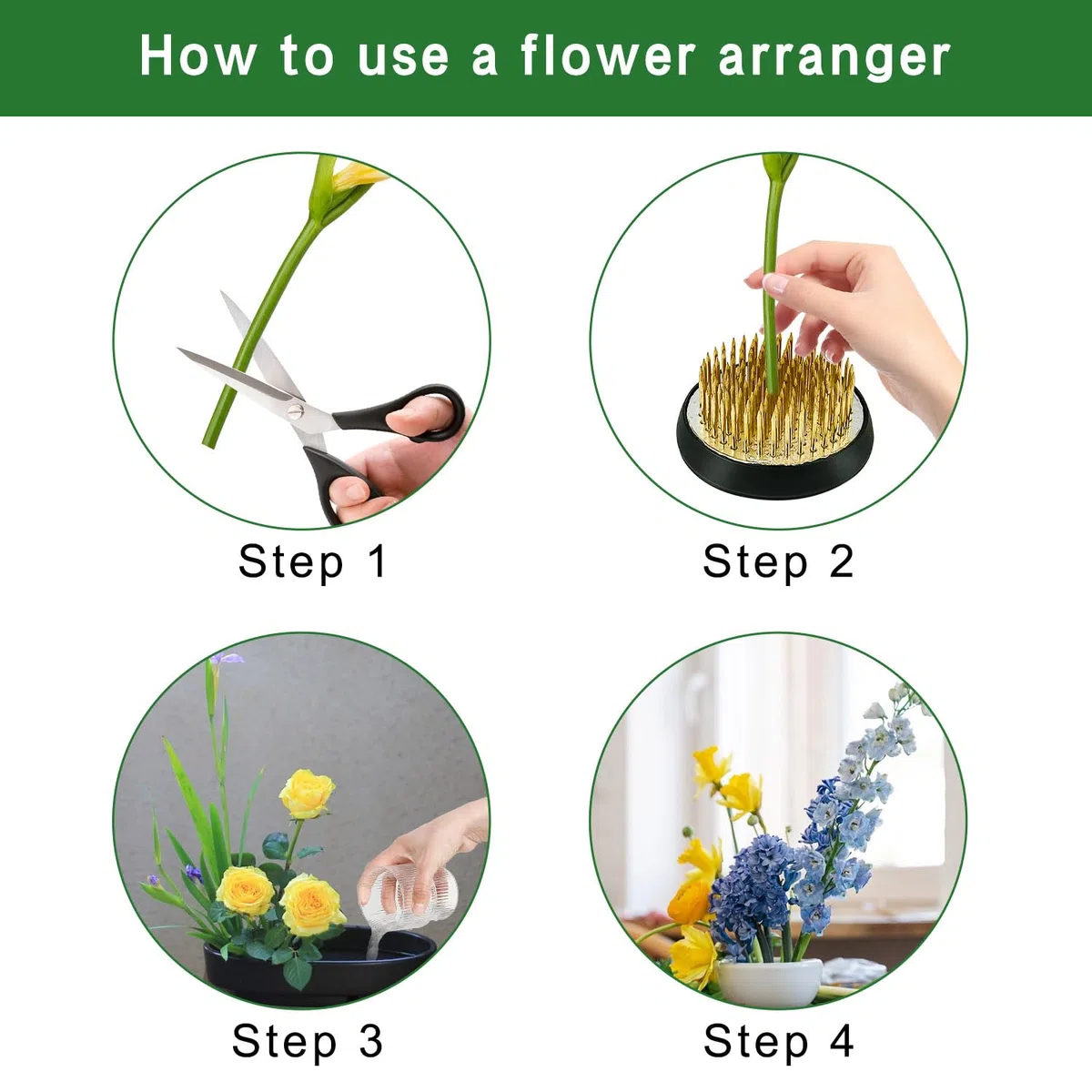 4 Pezzi Ikebana Kenzan, Rotonda Flower Ffrog, Acciaio Inossidabile Perno Disposizione Fiori, Disposizione dei Fiori Pin, Rana Fiore Adatto per Giardino Negozio Fiori Sala tè Soggiorno (23/34/40/50mm)