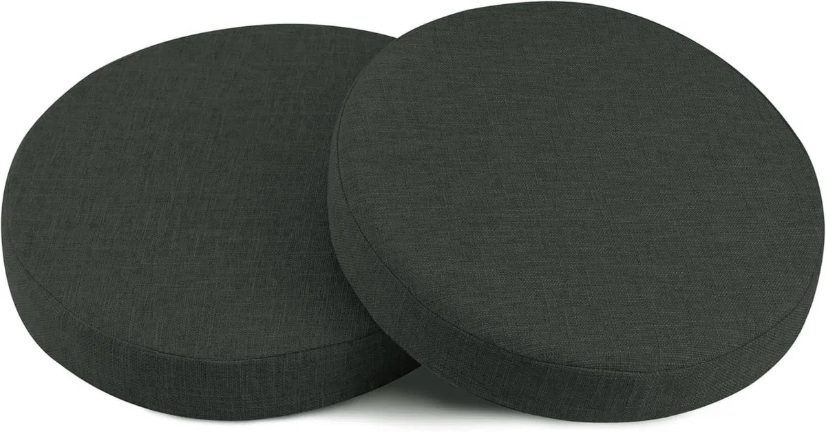 Cuscini Sedia Rotondi 40/35/30/45/50cm Cuscino Sedie Antiscivolo 2 pezzi per Sedie Cucina Giardino e Sala da Pranzo Casa Sgabello Cuscino Sedia Rotondo Cuscini sfoderabili(Dark gray,Diameter: 35CM/14i