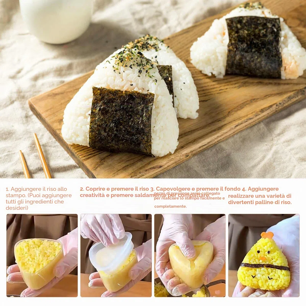 6 Pezzi Stampo Onigiri Triangolo Riutilizzabile con Cucchiaio per Riso per Palline di Riso Sushi Fai Da Te