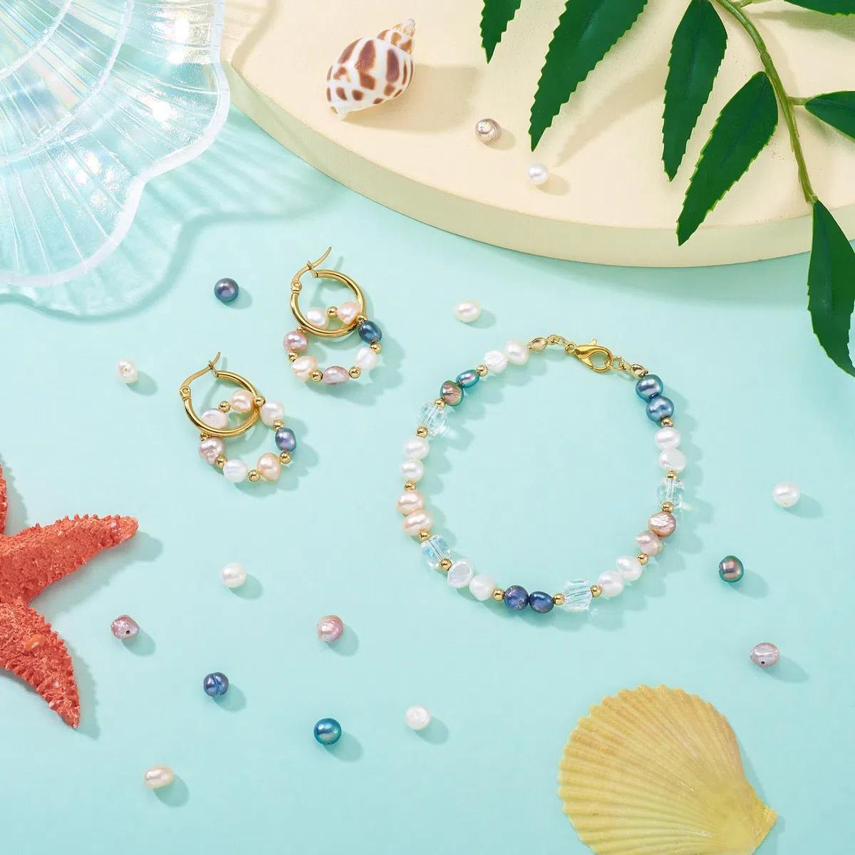 Crafans - Perle naturali coltivate in acqua dolce, forma irregolare, 5 colori, perline per la creazione di bracciali fai da te, collane, creazione di gioielli, 50 pezzi
