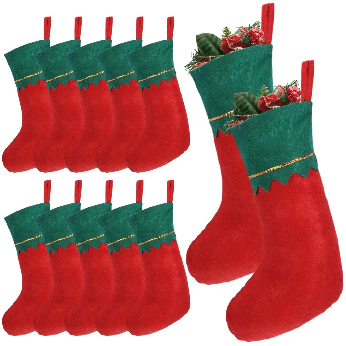 Calze della Befana Vuote,12 Pezzi Calza Befana Grande Vuota,Calze di Natale da Appendere per Decorazione Natalizia Camino Fai da Te 36 x 23 x 16cm