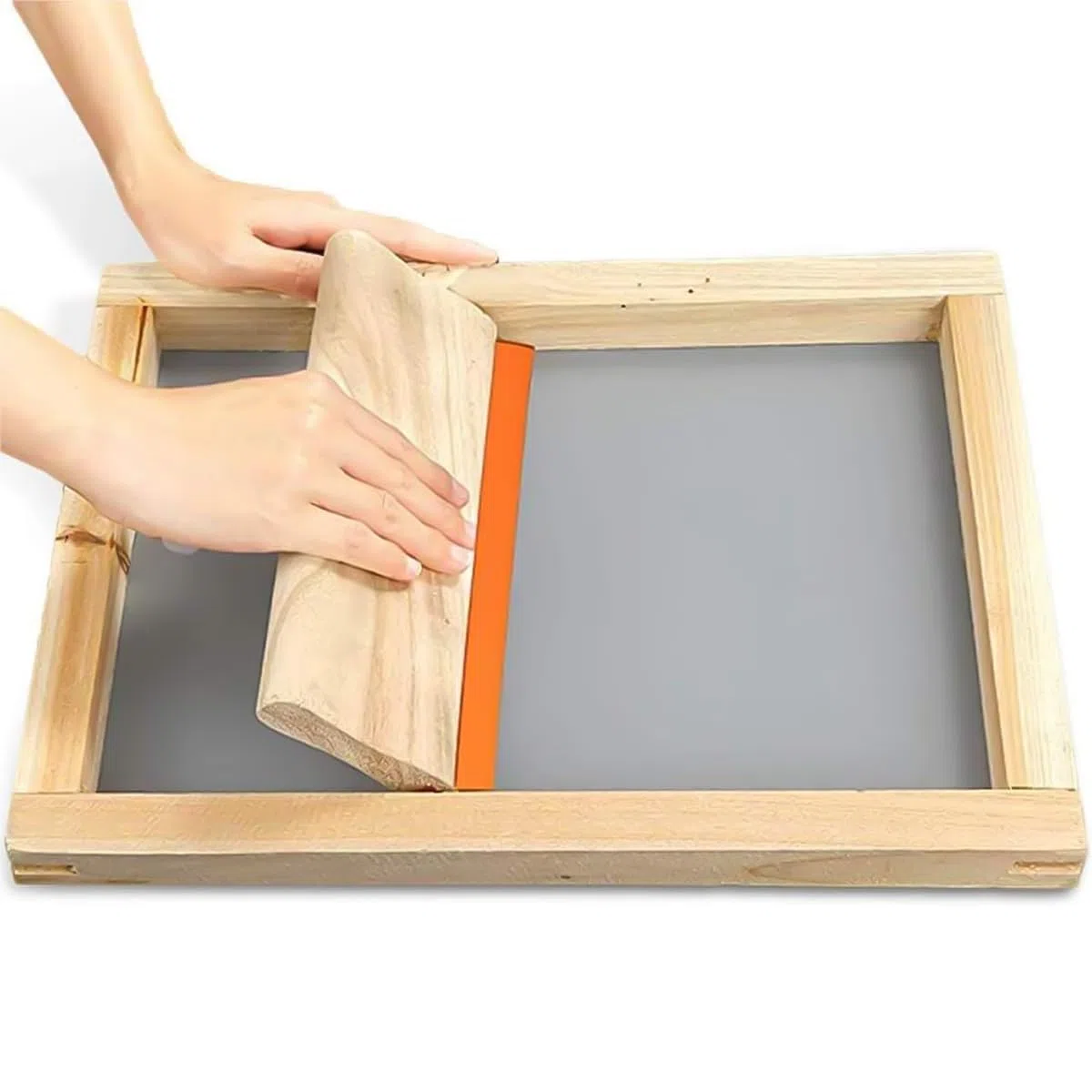 Raschietto per serigrafia con manico in legno, 15 cm, in gomma gialla classica, per inchiostro, strumento artigianale per stampa tessile grafica
